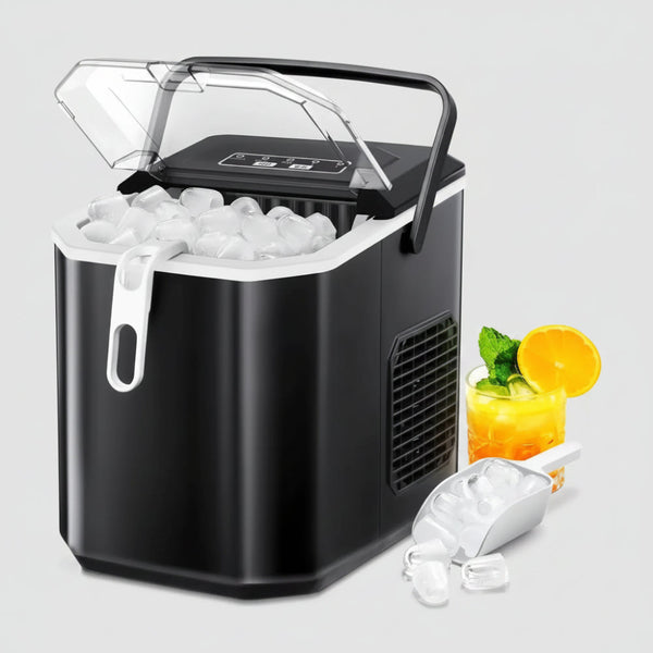 Effortless Ice Maker | Portable Countertop Ice Machine with Self-Cleaning Feature | Ideal for Home and Outdoor Use